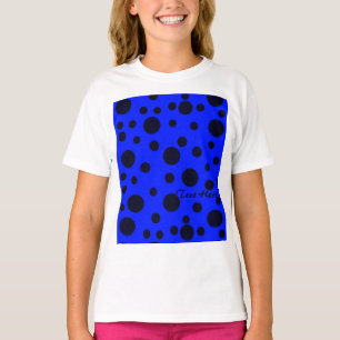 Moderner einfacher schwarzer Polka-Punkt auf blaue T-Shirt