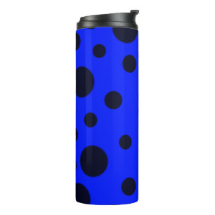 Moderner einfacher schwarzer Polka-Punkt auf blaue Thermosbecher