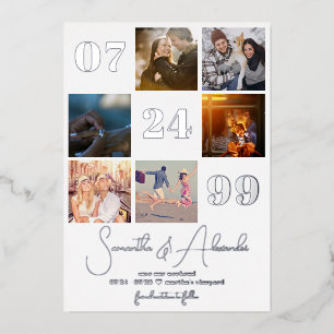 Moderner einfacher Script 6 Foto QR CODE Save the  Folieneinladung