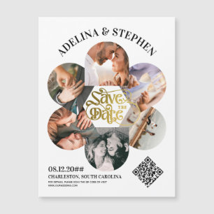 Moderner einfacher Script 6 Foto QR CODE Save the  Magneteinladung