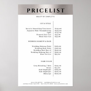 Moderner Einfacher Silber Salon Preisliste Poster