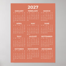Moderner einfacher Terrakotta-Oranger 2027-Kalende