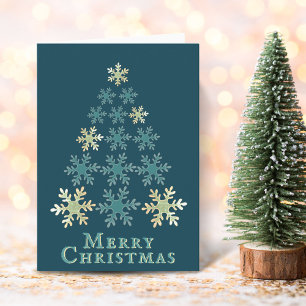 Moderner Einzigartiger Blauer Schneeflockenbaum Fr Karte