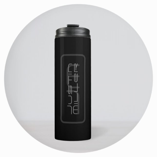 Moderner einzigartiger Name & Monogramm | Dunkelgr Thermosbecher (Von Creator hochgeladen)