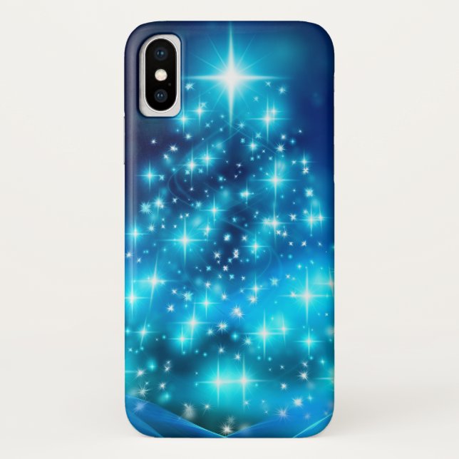 Moderner Electric Blue Christmas Tree mit Licht Case-Mate iPhone Hülle (Rückseite)