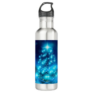 Moderner Electric Blue Christmas Tree mit Licht Edelstahlflasche