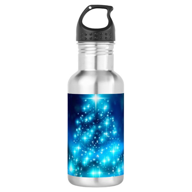 Moderner Electric Blue Christmas Tree mit Licht Edelstahlflasche (Vorderseite)