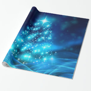 Moderner Electric Blue Christmas Tree mit Licht Geschenkpapier