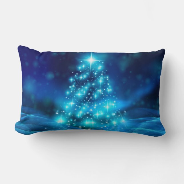 Moderner Electric Blue Christmas Tree mit Licht Lendenkissen (Vorderseite)