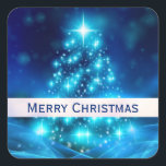 Moderner Electric Blue Christmas Tree mit Licht Quadratischer Aufkleber<br><div class="desc">Stickers mit einem modernen elektrischen blauen Weihnachtsbaum. Das Ganze ist mit Lichtern geschmückt. Der Hintergrund ist verschwommen.</div>