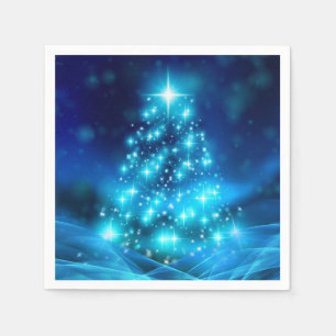 Moderner Electric Blue Christmas Tree mit Licht Serviette
