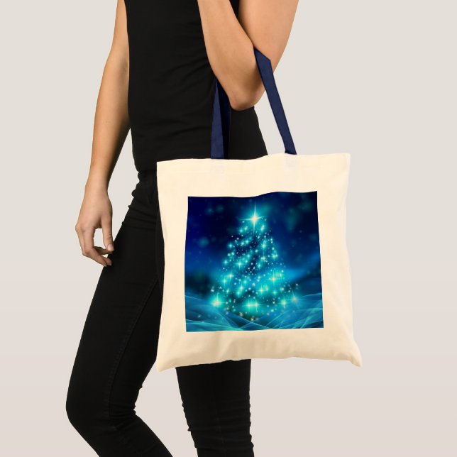 Moderner Electric Blue Christmas Tree mit Licht Tragetasche (Vorderseite (Produkt))