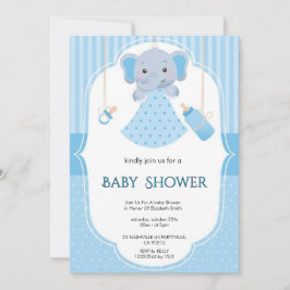 Moderner Elefant-Aquarell-Baby-Party für Jungen Einladung