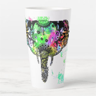 Moderner Elefant Mandala Regenbogenfarbe Spritzer Milchtasse