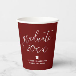 Moderner Elegant Burgund Graduate 2024 Abschluss Pappbecher