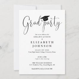 Moderner Elegant Grad Party Script Abschluss Einladung
