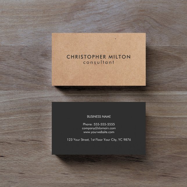 Moderner Elegant Kraft Paper Black Consultant Visitenkarte (Von Creator hochgeladen)