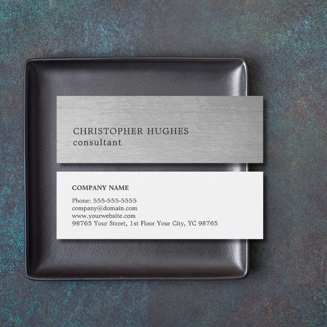 Moderner Elegant Texture Gray Consultant Mini Visitenkarte (Von Creator hochgeladen)