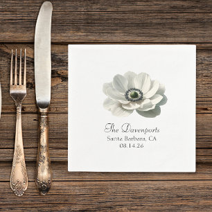 Moderner Eleganter Anenome Blume Hochzeitscocktail Serviette