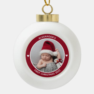 Moderner Eleganter Baby First Christmas Keepake Keramik Kugel-Ornament