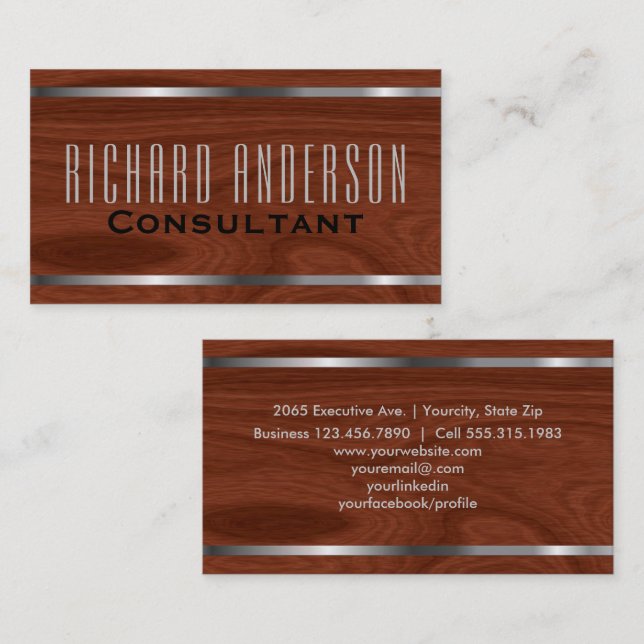Moderner eleganter beruflicher hölzerner visitenkarte (Vorne/Hinten)