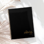 Moderner eleganter Black Gold Einfache Monogrammna Planer<br><div class="desc">Moderner eleganter Black Gold Einfache Monogram Name Planner</div>