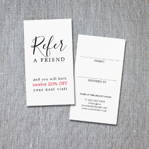 Moderner Eleganter Black Red Bold Beauty Salon Empfehlungskarte