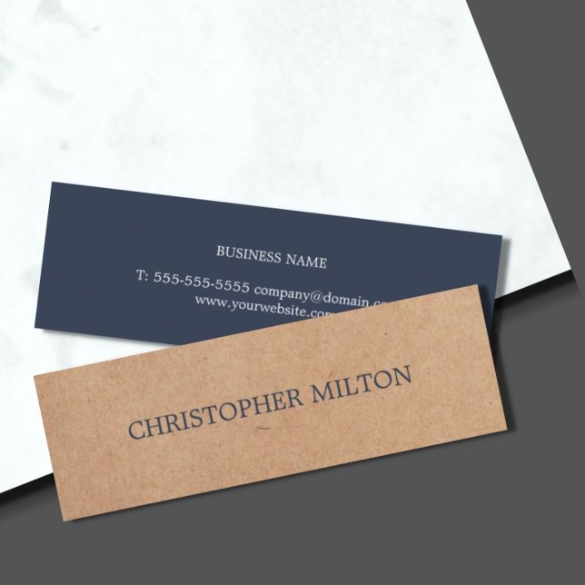 Moderner, eleganter Blue Printed Kraft Paper Consu Mini Visitenkarte (Von Creator hochgeladen)