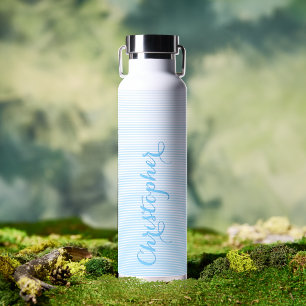 Moderner Eleganter Blue Script Individuelle Name M Trinkflasche