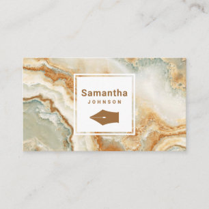 Moderner eleganter brauner Marmorpfen Nib Beruflic Visitenkarte