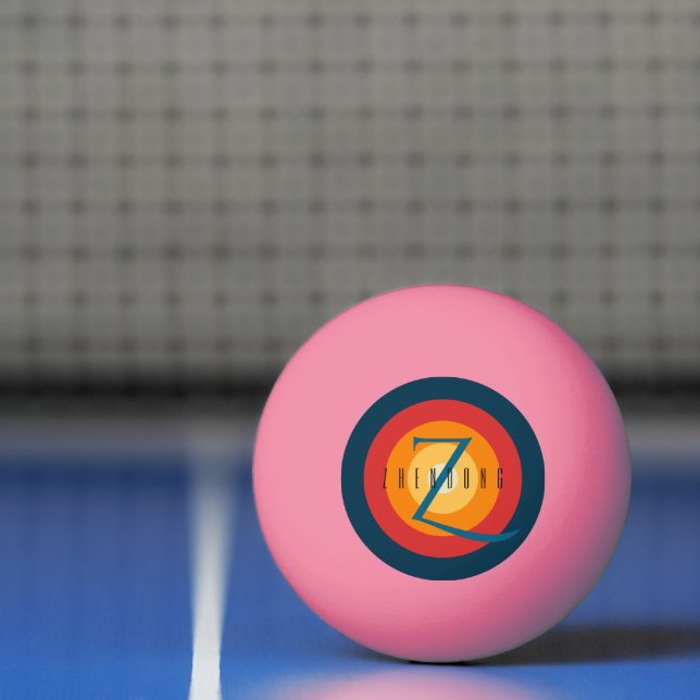 Moderner Eleganter Chic Personalisierter Name Init Tischtennisball (Netto)