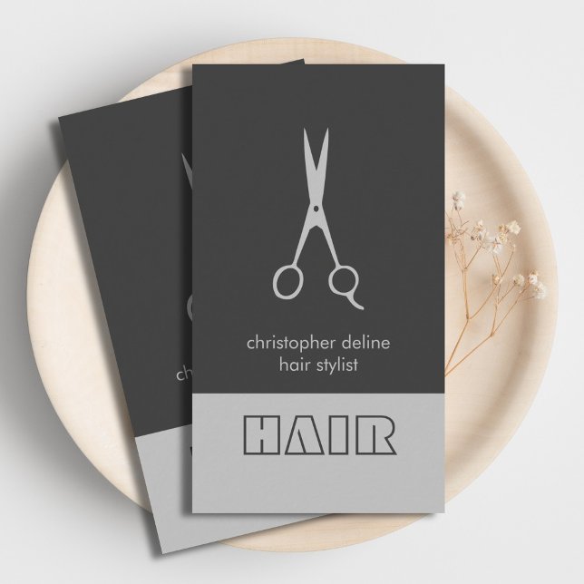 Moderner Eleganter Chic Silver Gray Hair Stylist Visitenkarte (Von Creator hochgeladen)