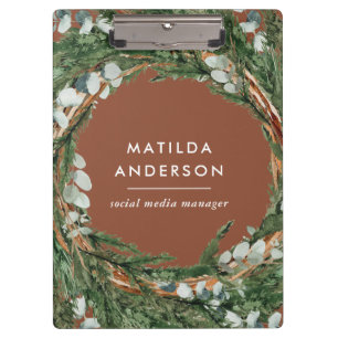 Moderner eleganter Eukalyptus-botanischer Kranz Klemmbrett