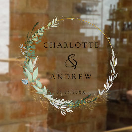 Moderner, eleganter Eukalyptus, Hochzeit Fensteraufkleber