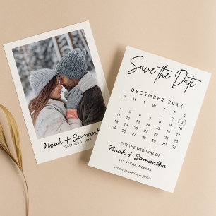 Moderner Eleganter Fotokalender Weiß Hochzeit Einf Save The Date