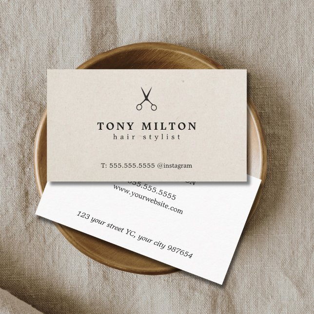 Moderner, eleganter Friseur für Papiertexturschere Visitenkarte (Von Creator hochgeladen)