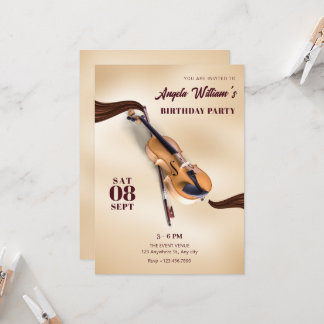 Moderner Eleganter Geburtstag der Musik Instrument Einladung