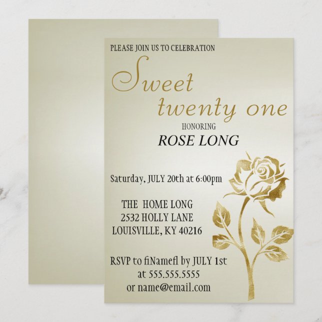 Moderner, eleganter Gold Rose Glitzer Save the Dat Date (Vorne/Hinten)