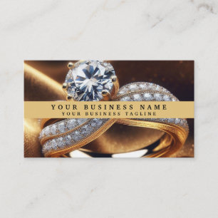 Moderner eleganter Goldschmuck-Diamantring Visitenkarte