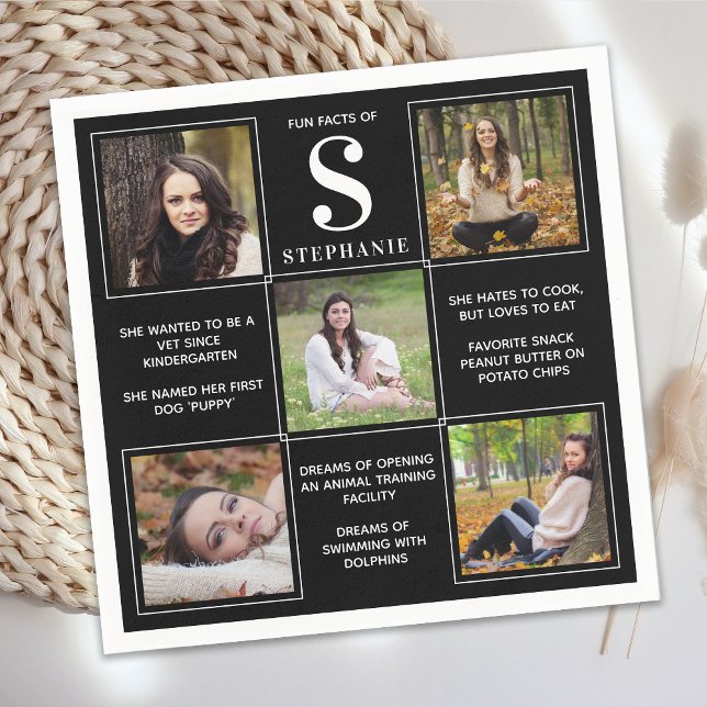 Moderner Eleganter Graduate Fun Fakten Einzigartig Serviette (Von Creator hochgeladen)