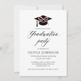 Moderner Eleganter Graduiertenkap Pink Bow Abschlu Einladung