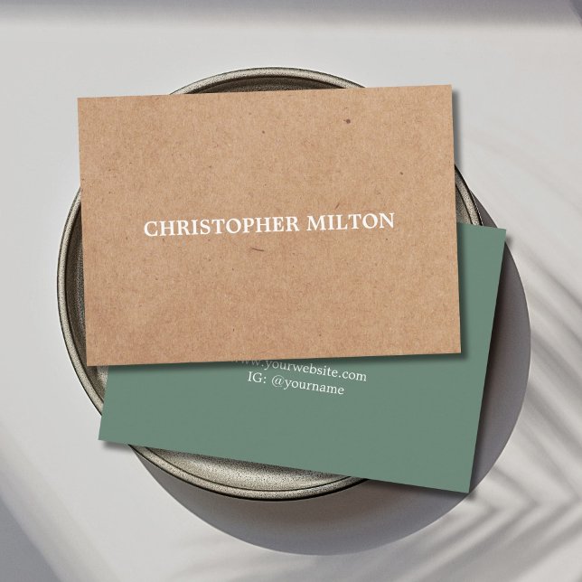 Moderner, eleganter grüner gedruckter KraftPaper-B Visitenkarte (Von Creator hochgeladen)