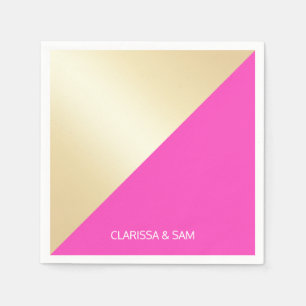 Moderner, eleganter, gürtelrosa und goldfarbener B Serviette