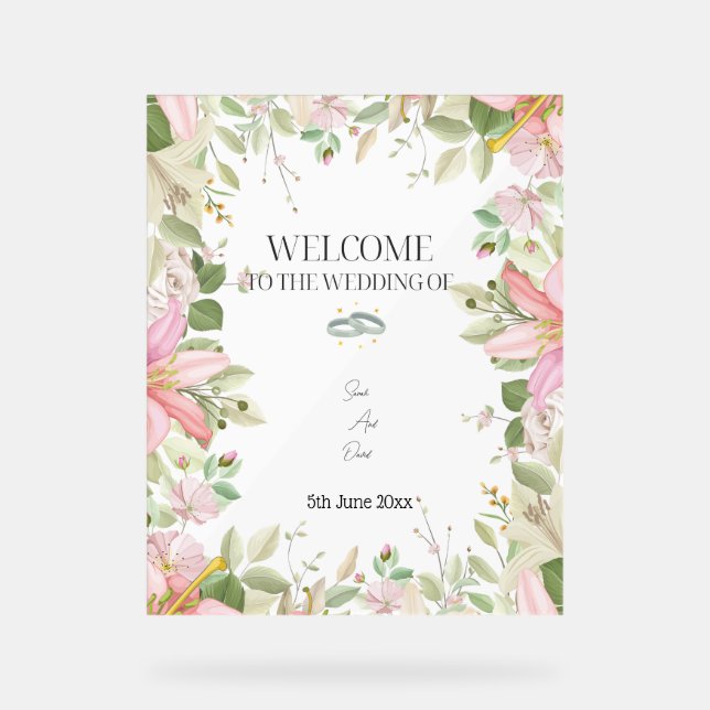 Moderner, eleganter Hochzeitsempfang Acrylschild (Vorderseite)