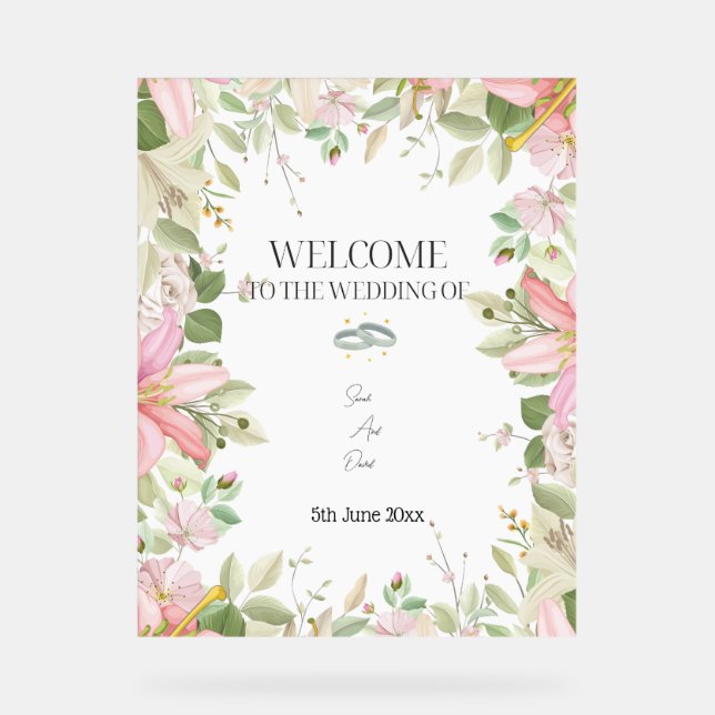 Moderner, eleganter Hochzeitsempfang Acrylschild (Vorderseite)