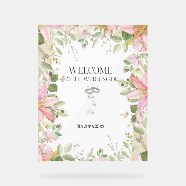 Moderner, eleganter Hochzeitsempfang Acrylschild (Vorderseite)