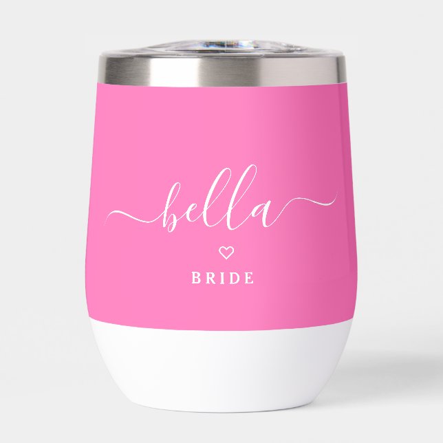 Moderner Eleganter Hot Pink Bride Individuelle Nam (Vorderseite)