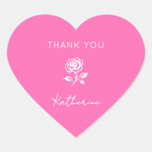 Moderner eleganter Individuelle Name in warmen Ros Herz-Aufkleber