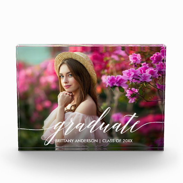 Moderner Eleganter Kalligrafie-Script-Abschluss Fotoblock (Vorderseite)