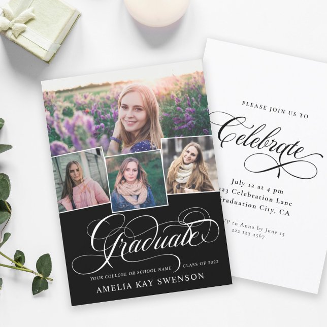 Moderner Eleganter Kalligraphie-Abschluss Einladung (Von Creator hochgeladen)